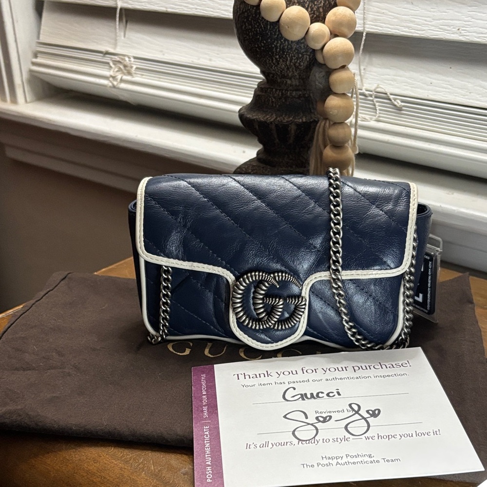 Gucci Dark Blue Quilted Mini Bag